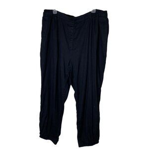 Express Women’s XL High Rise Ankle Pants Black Linen Blend Joggers Pull On